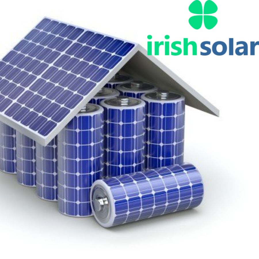 an illustration of a solar panel house with irish solar logo