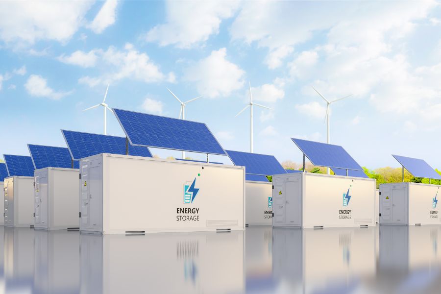 Concept of battery storage system for solar energy