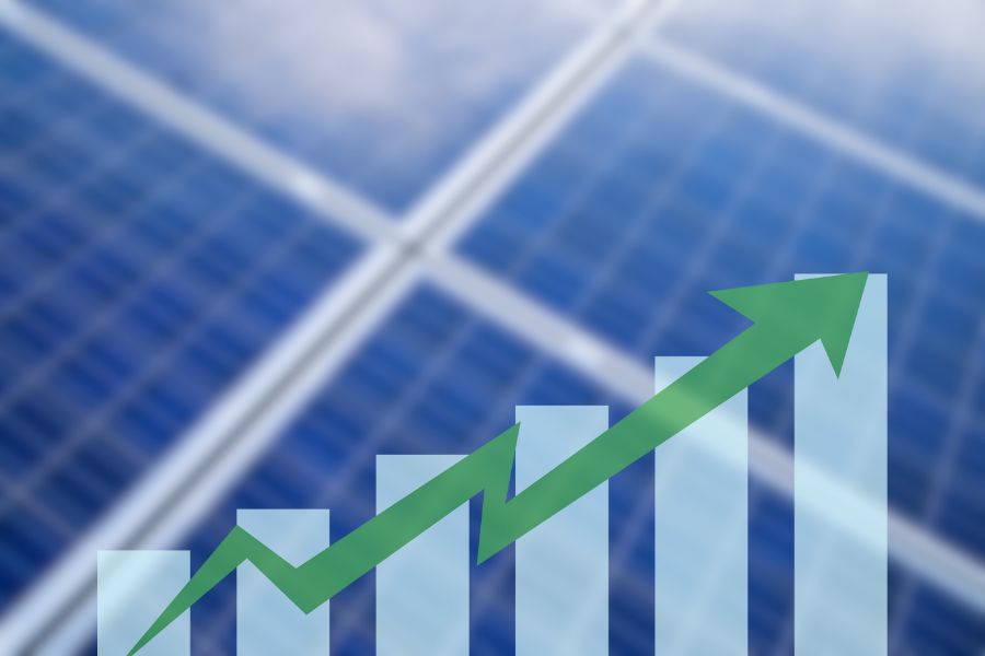 Concept of financial benefits from solar panels for businesses
