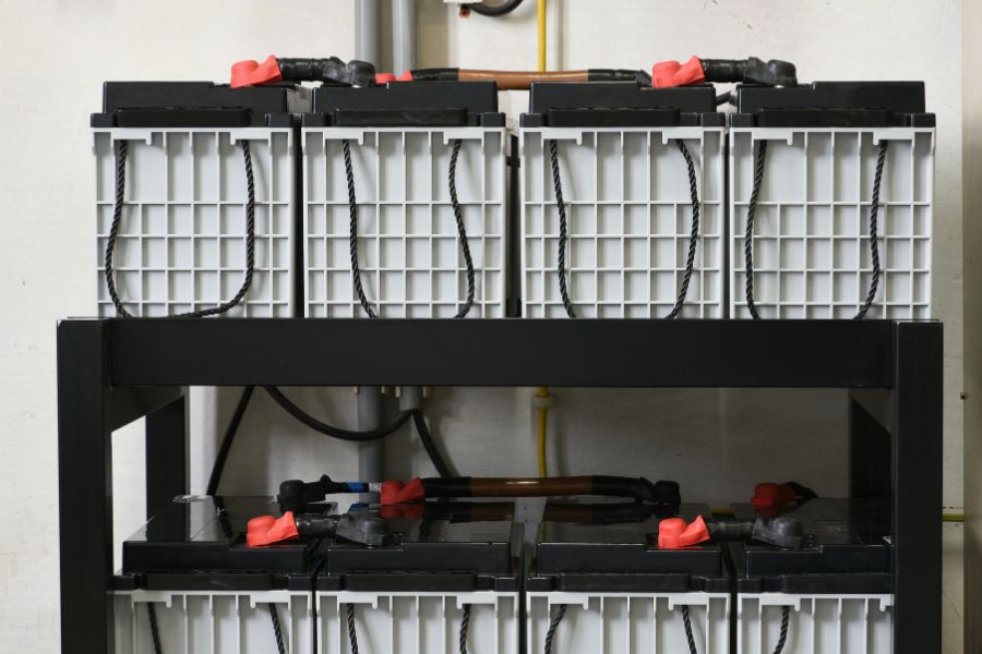 A range of batteries for energy storage on rack