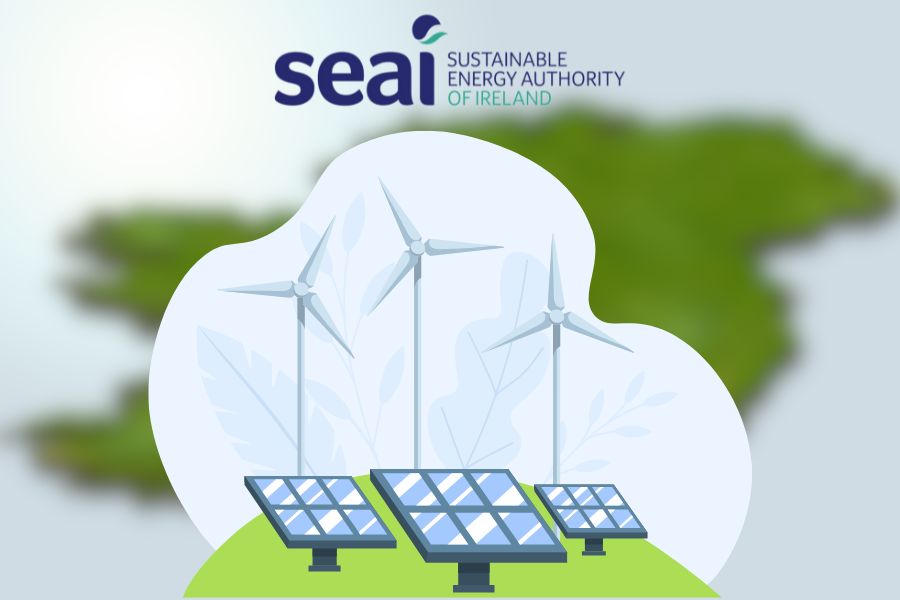SEAI logo with renewable energy concept