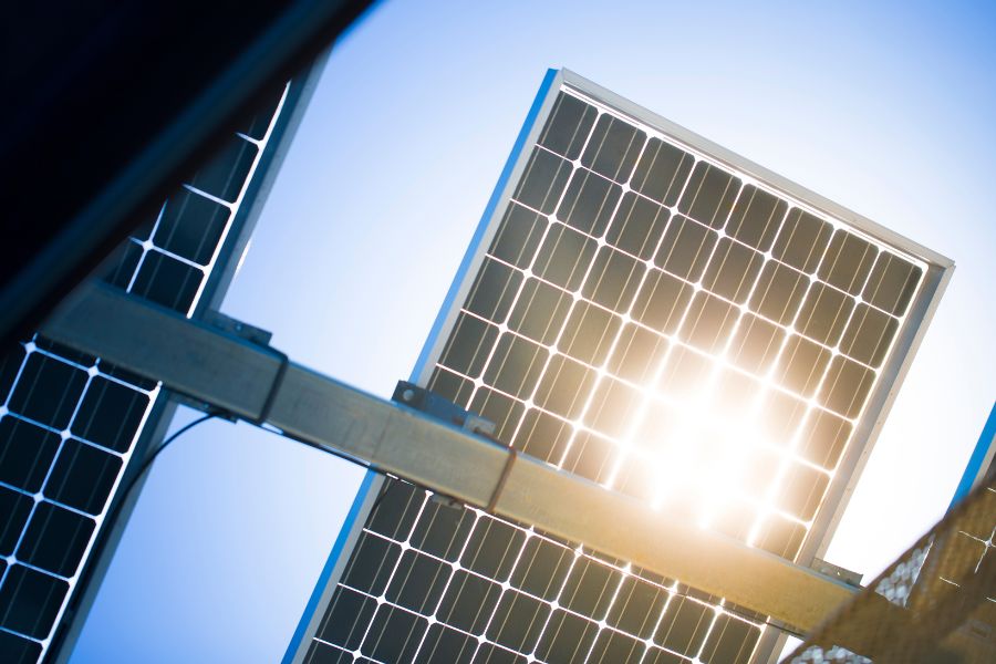 View of a solar panel under the sunlight