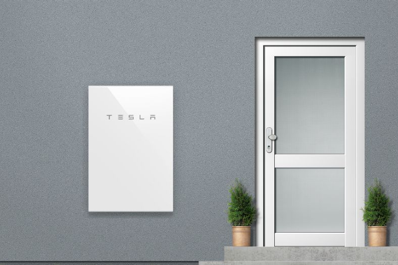 Tesla powerwall mounted on wall