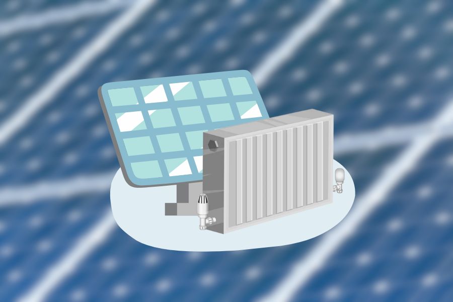 Solar panels and heating radiator