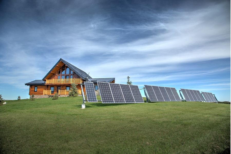 Solar panels and off grid house
