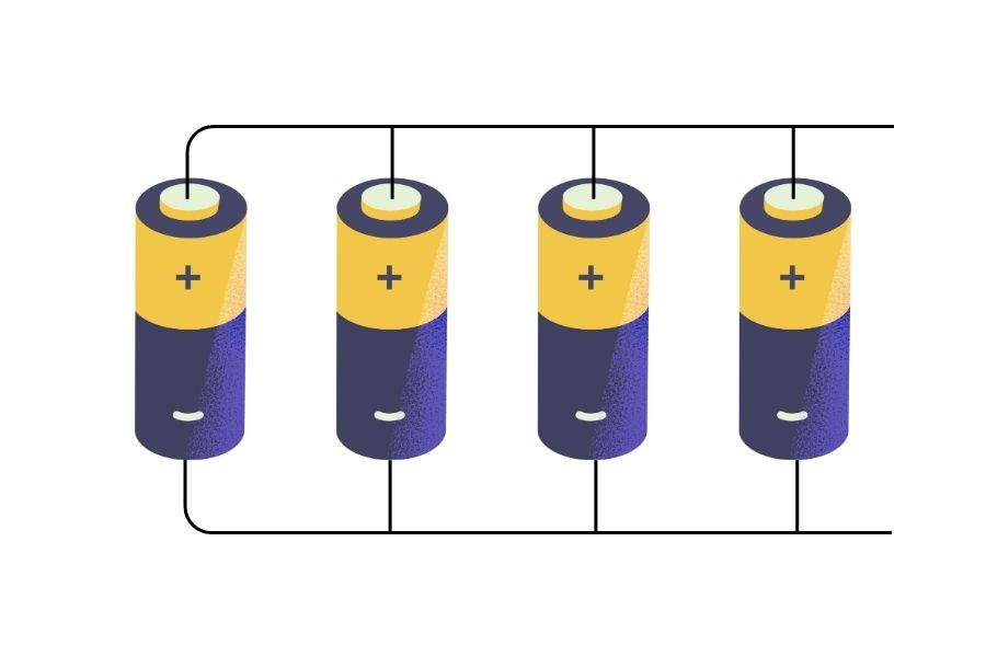 Illustration of batteries connected in parallel